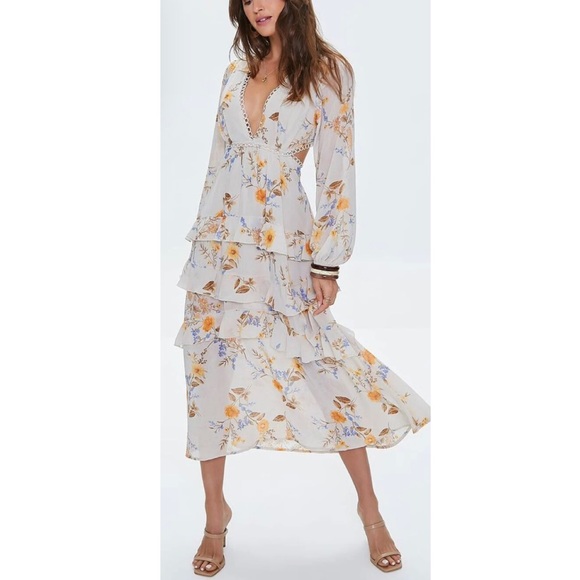 Forever 21 Floral Print Cutout Maxi - Picture 1 of 3
